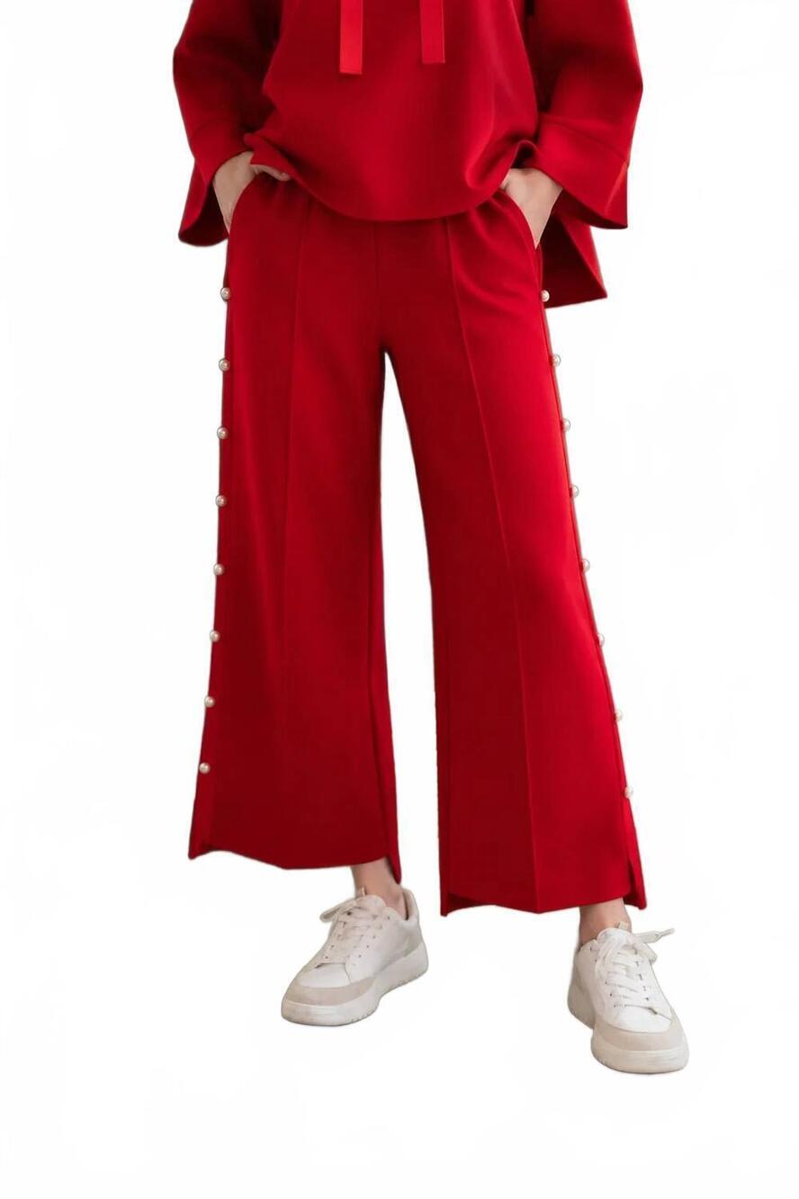 NEW JOH farrah french scuba pearl pant in red